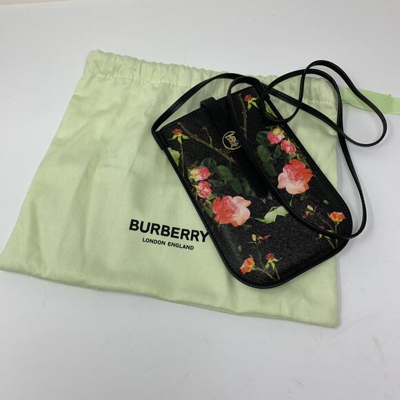 Burberry Rose Print E-Canvas Anne Phone Case Crossbody W/Card Slots 2021 SS - Picture 2 of 10